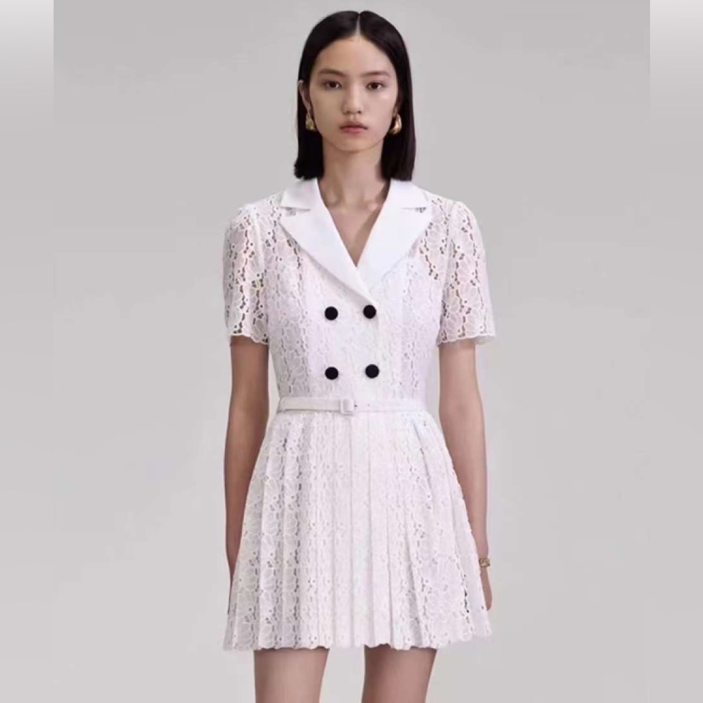 Self-Portrait | Dresses | Self Portrait White Floral Chiffon Mini Dress |  Poshmark